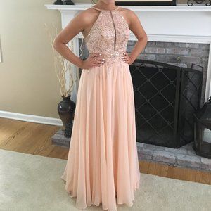 Jovani light peach prom dress